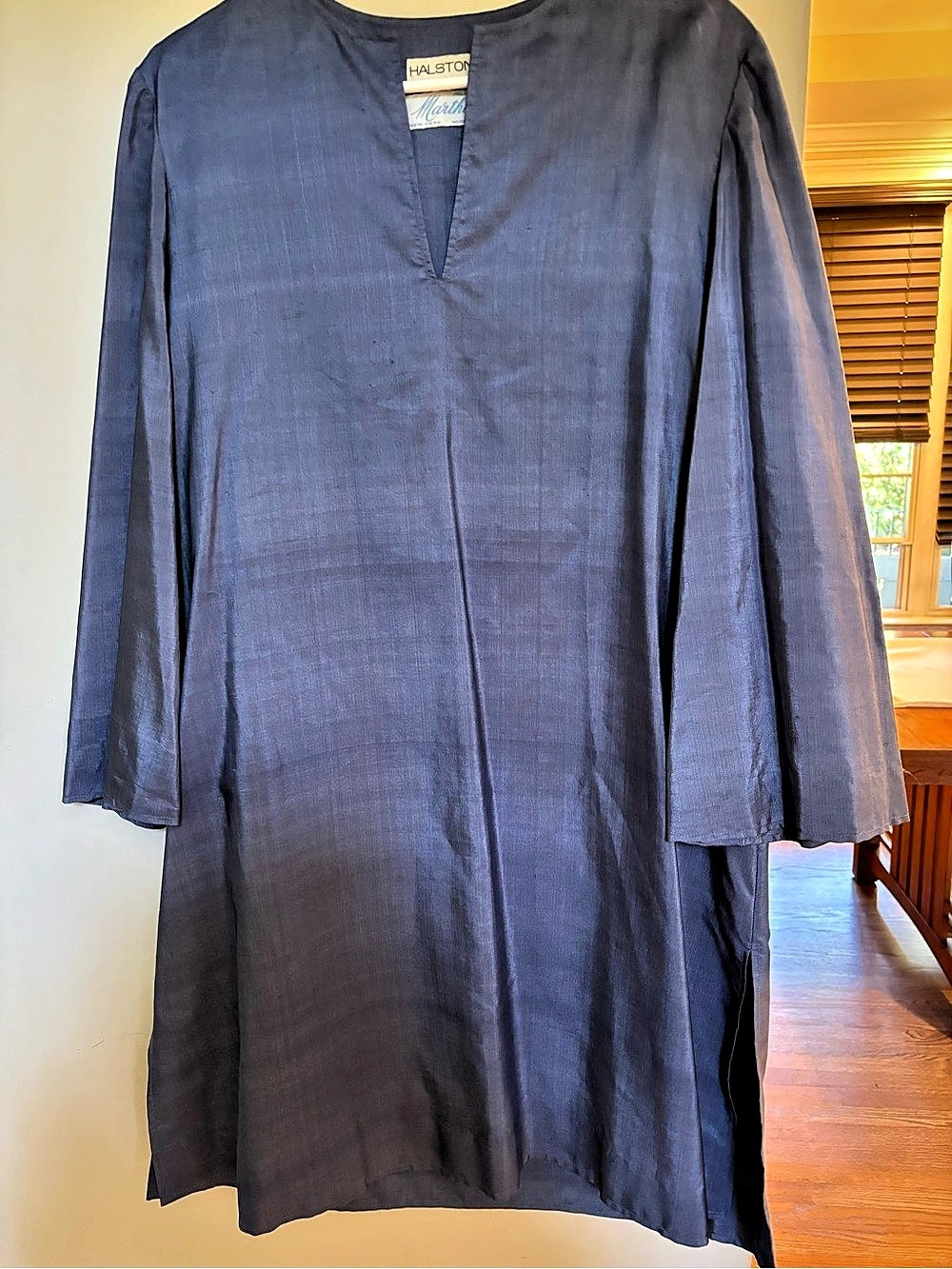 Hålston Blue Long Sleeve Mini Dress
